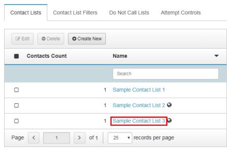 Figure shows selecting the contact list name.