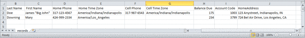 Figure shows editing .csv file using a spreadsheet program.