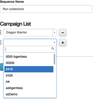 Figure shows adding additional selections to a campaign sequence.