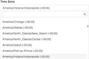 figure shows selection of a time zone