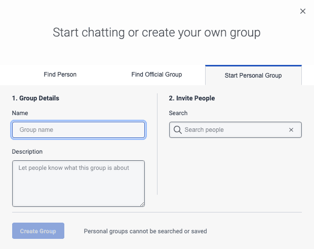 The Genesys Cloud Start Personal Group tab