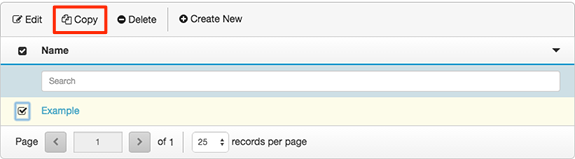 Figure shows which button to press to copy selected entries