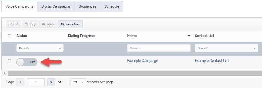 Figure shows how to turn a running campaign off