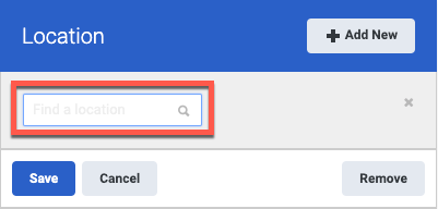 The Location window with the Find a location field in an orange box