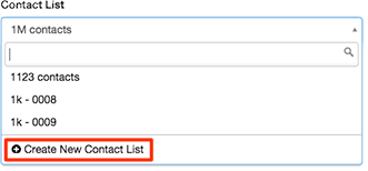 Figure shows how to create a new contact list while editing a campaign configuration