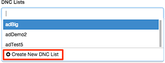 Figure shows how to create a new dnc list while editing a campaign configuration