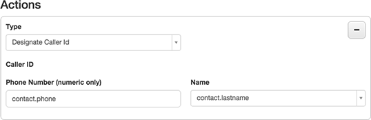 Figure shows how to use contact columns to set caller id name and number