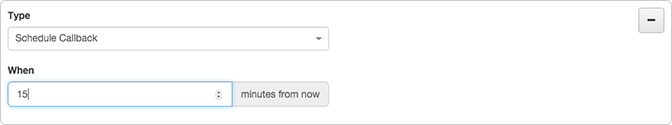 Figure shows how to set the number of minutes to wait before calling back a contact