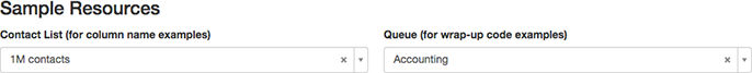 Figure shows the optional selections for a contact list and a queue