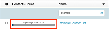 Figure shows progress indicator that appears when records are uploaded or appended to a list.