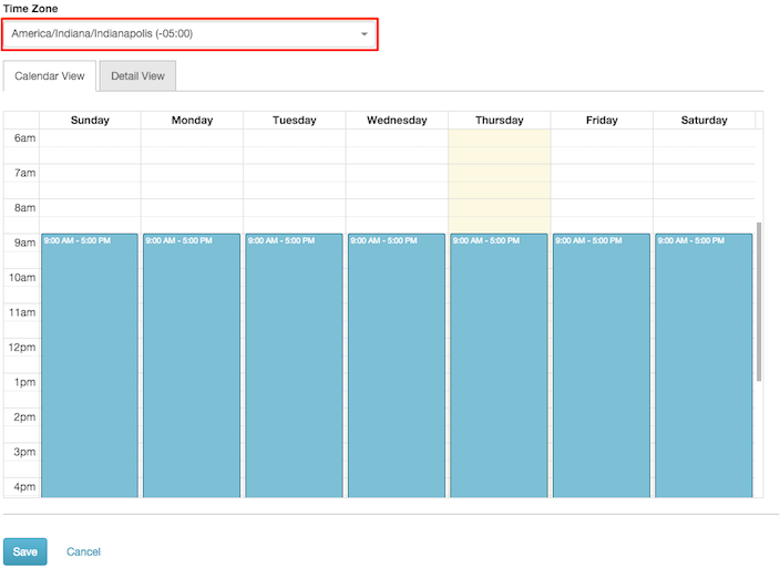 Figure shows screen that appears when a new time zone is defined.
