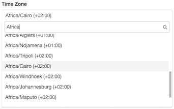 Figure shows you to filter time zone entries by typing part of a zone name