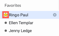 The chat roster that shows a moused over person with an orange box around the yellow favorite star