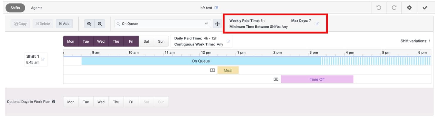 Displays the work plan configuration details of an existing work plan