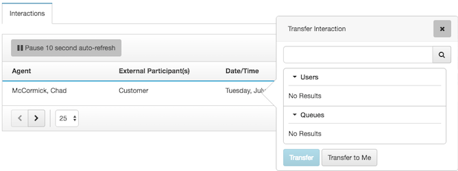 Figure shows dialog used to blind transfer a campaign call