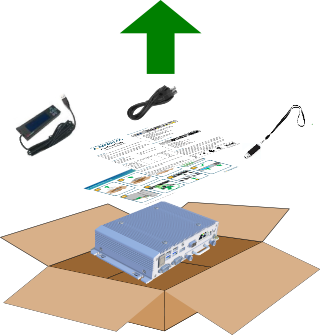 Figure shows how to unbox an Edge Mini or Edge Micro appliance