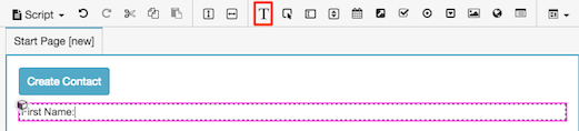 Figure shows how to create a read-only text label titled first name.