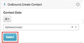 Figure shows new variable in the Outbound Create Contact popover.