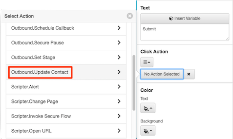 Figure shows button used to select the update contact action.