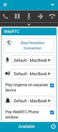 WebRTC Settings window