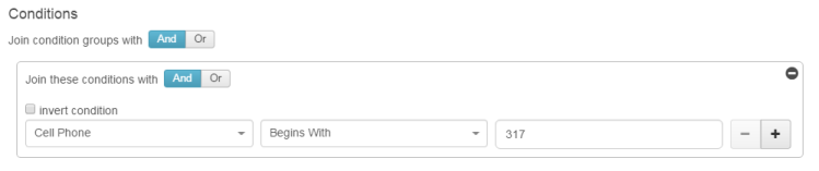 Figure shows selecting And or Or to join conditions.