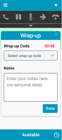 This image is a screenshot of the Wrap-up window in embedded clients.