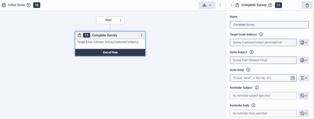 Survey Invite Flow example