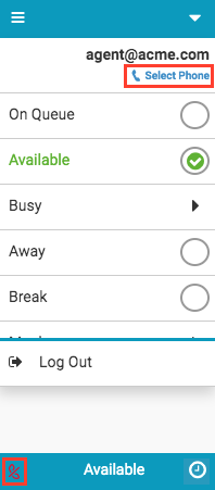 Select phone option in the client