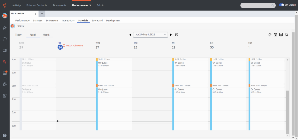 My Schedule view