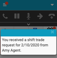 New shift trade request notification dialog in the client