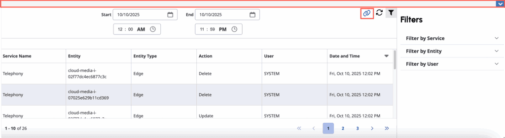 The audits footer with the option to view the full sized audit viewer and the option to to hide the audits footer highlighted