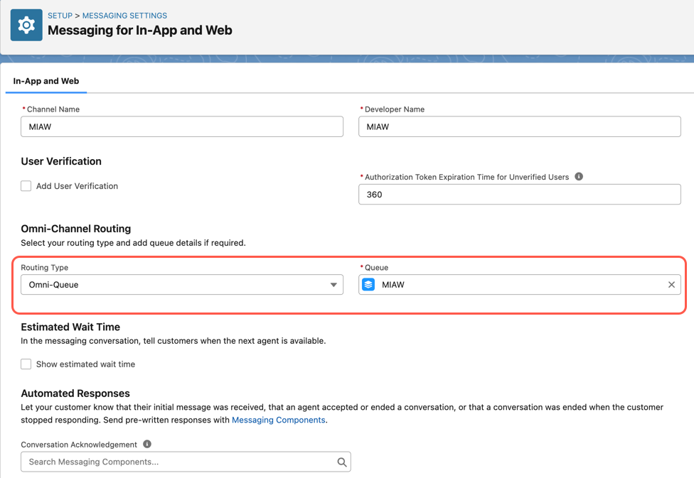 This image is a screenshot of the messaging setting option in Salesforce.