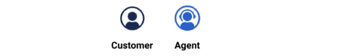 Customer and agent transcript icons