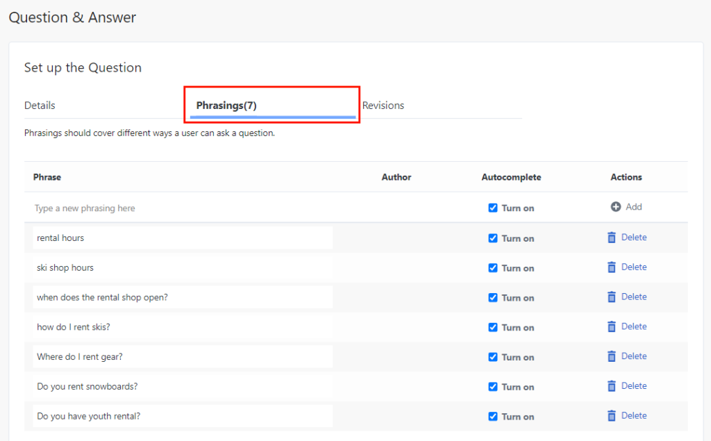 Knowledge article phrasings