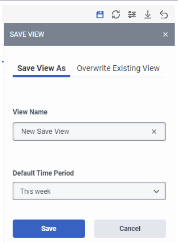 Analytics Save View As dialog box