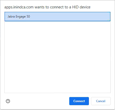 The WebHID for Jabra device selection