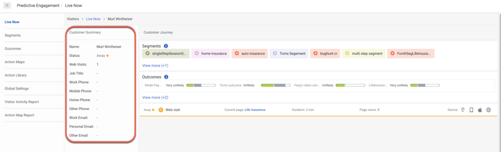 Customer journey in Live Now