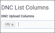 Figure shows selecting a column to be uploaded as a column in your DNC list.