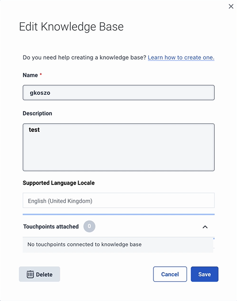 Delete a knowledge base