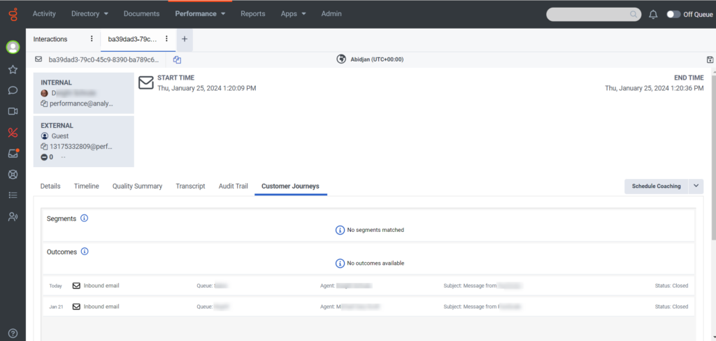 Customer Journeys tab