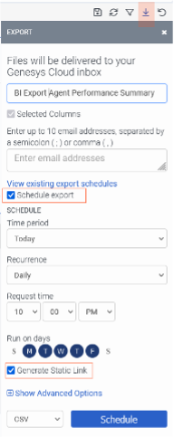 Export panel