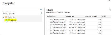 Export table