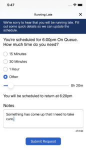 Running late request
