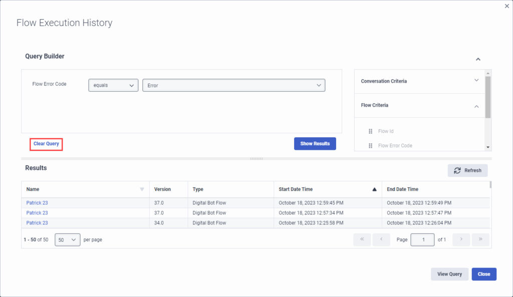 Clear Query