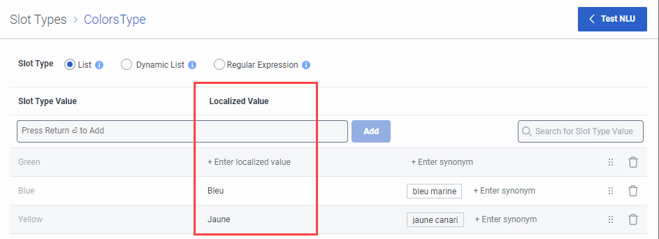 Localized values