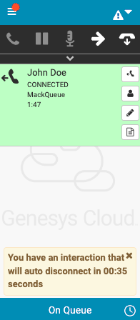 This image is a screenshot of the disconnect timer for automated callback answer.