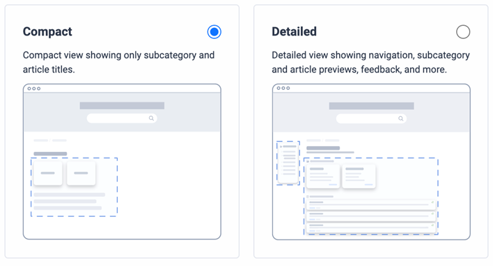 Select the category display for the knowledge portal