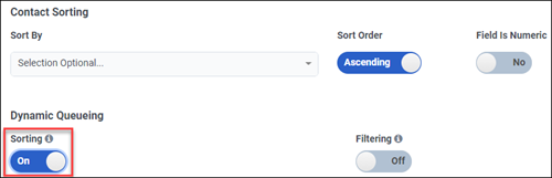 Displays Dynamic Queueing Sorting toggle turned On