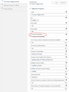 CX Cloud Digital and AI utility settings