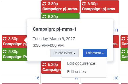 Shows editing a recurring event.